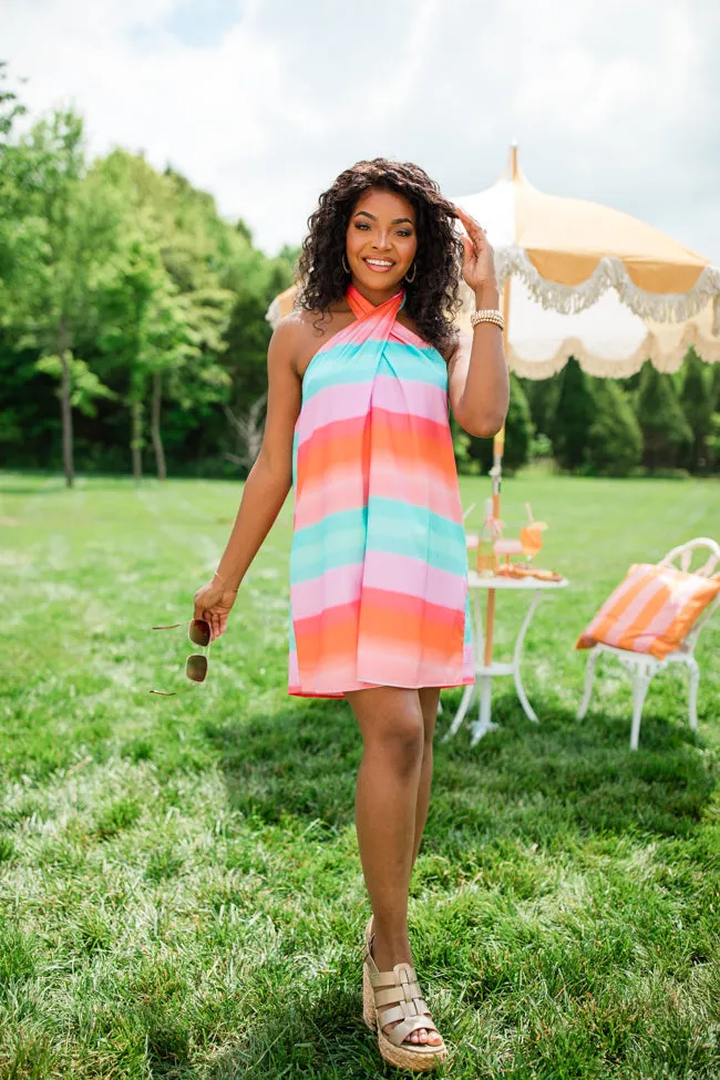 Time After Time Ombre Satin Criss-Cross Halter Mini Dress FINAL SALE sold by Pink Lily product image thumbnail 2