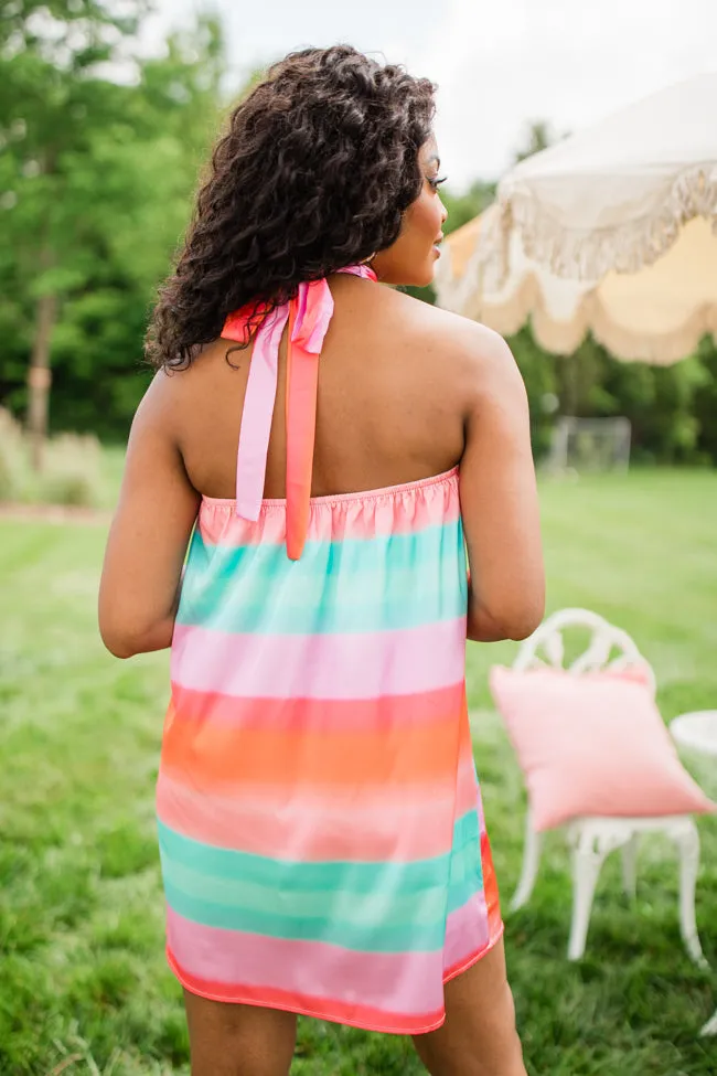 Time After Time Ombre Satin Criss-Cross Halter Mini Dress FINAL SALE sold by Pink Lily product image thumbnail 4