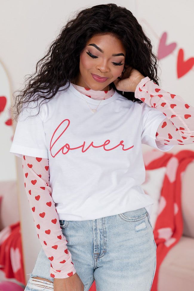 Lover Script White Bella Canvas Graphic Tee sold by Pink Lily product image thumbnail 4