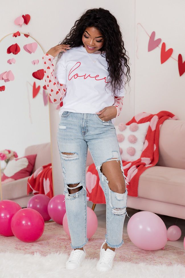 Lover Script White Bella Canvas Graphic Tee sold by Pink Lily product image thumbnail 2