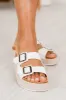 Gianna White Double Buckle Platform Sandal sold by Pink Lily