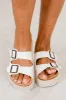 Gianna White Double Buckle Platform Sandal sold by Pink Lily