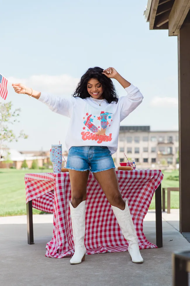American Cowgirl White Oversized Graphic Sweatshirt sold by Pink Lily product image thumbnail 4