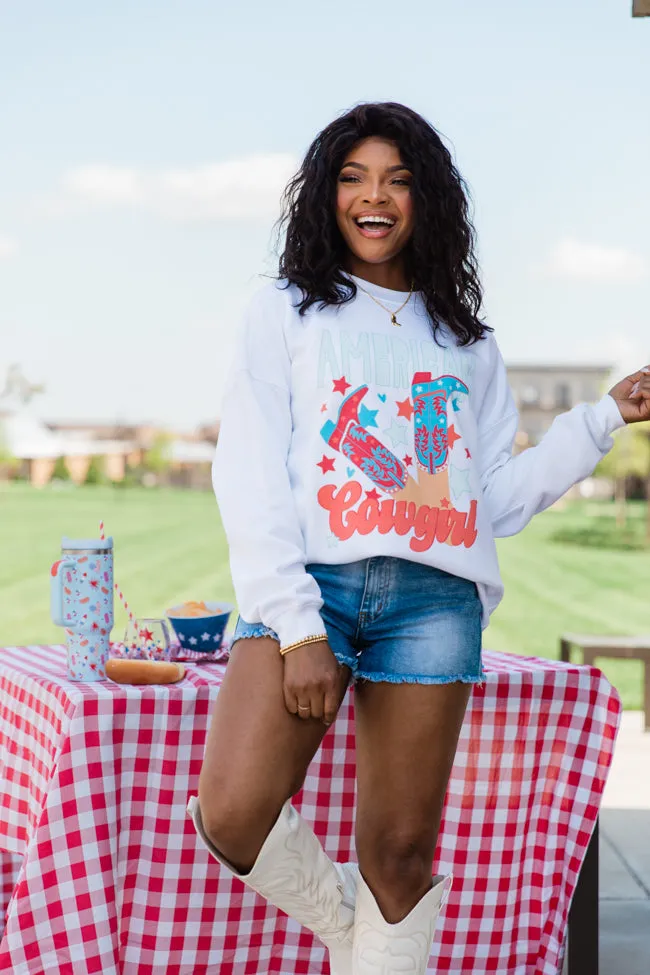 American Cowgirl White Oversized Graphic Sweatshirt sold by Pink Lily product image thumbnail 3