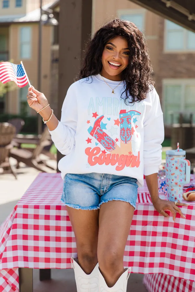 American Cowgirl White Oversized Graphic Sweatshirt sold by Pink Lily