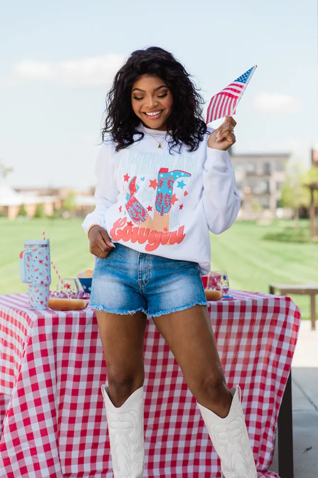 American Cowgirl White Oversized Graphic Sweatshirt sold by Pink Lily product image thumbnail 2