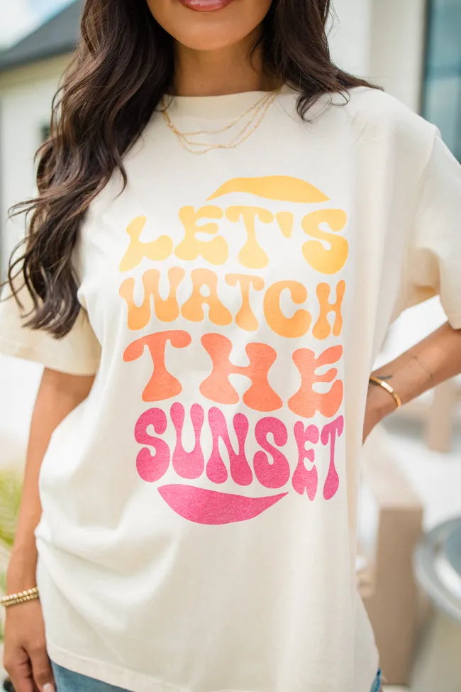 Lets Watch The Sunset Ivory Oversized Graphic Tee sold by Pink Lily product image thumbnail 3