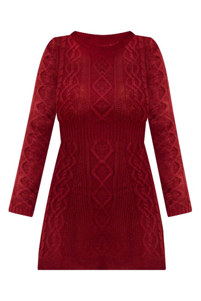 Living for Friday Wine Cable Knit Sweater Dress FINAL SALE sold by Pink Lily product image thumbnail 8