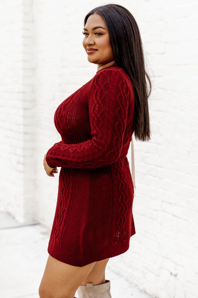 Living for Friday Wine Cable Knit Sweater Dress FINAL SALE sold by Pink Lily product image thumbnail 7