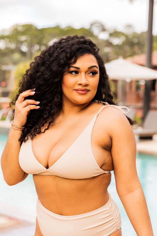 Sandy Wish Taupe Ribbed Bikini Top FINAL SALE sold by Pink Lily product image thumbnail 2