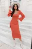 Believing In You Rust Scoop-Neck Long Bell Sleeve Midi Dress FINAL SALE sold by Pink Lily