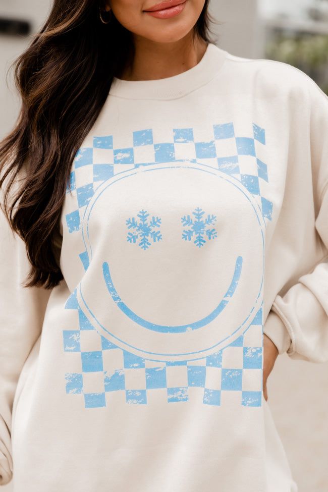 Snowflake Smiley Light Tan Graphic Sweatshirt sold by Pink Lily product image thumbnail 3