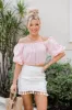 Hopeless Romantic Pink Gingham Off The Shoulder Cropped Blouse FINAL SALE sold by Pink Lily