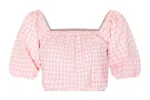 Hopeless Romantic Pink Gingham Off The Shoulder Cropped Blouse FINAL SALE sold by Pink Lily