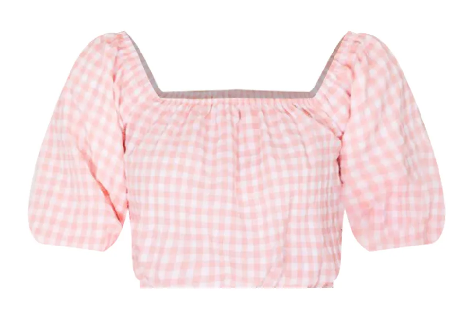 Hopeless Romantic Pink Gingham Off The Shoulder Cropped Blouse FINAL SALE sold by Pink Lily product image thumbnail 4