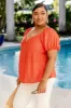 Caught Red Handed Notched Neck Red Short Sleeve Blouse FINAL SALE sold by Pink Lily