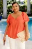 Caught Red Handed Notched Neck Red Short Sleeve Blouse FINAL SALE sold by Pink Lily