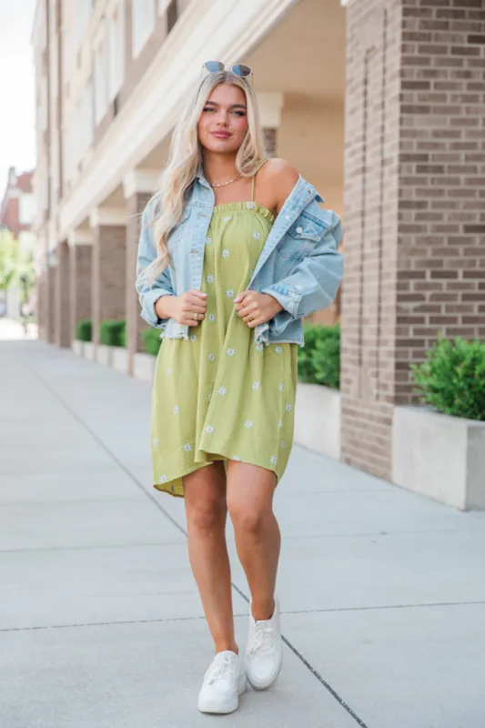 Dance With Me Green Tie Shoulder Floral Mini Dress FINAL SALE sold by Pink Lily