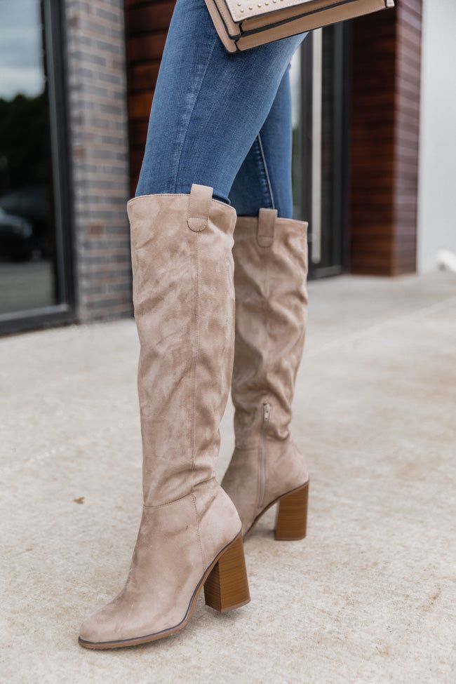 Hadley Beige Tall Suede Knee Boots sold by Pink Lily product image thumbnail 2