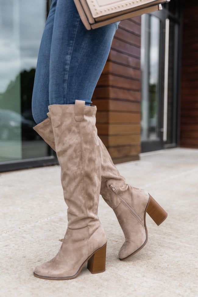 Hadley Beige Tall Suede Knee Boots sold by Pink Lily