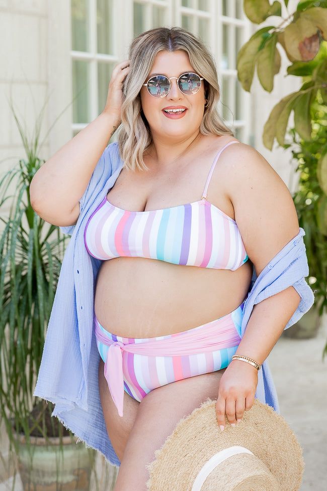 High Tides And Good Vibes Multi Stripe Bikini Top sold by Pink Lily product image thumbnail 6