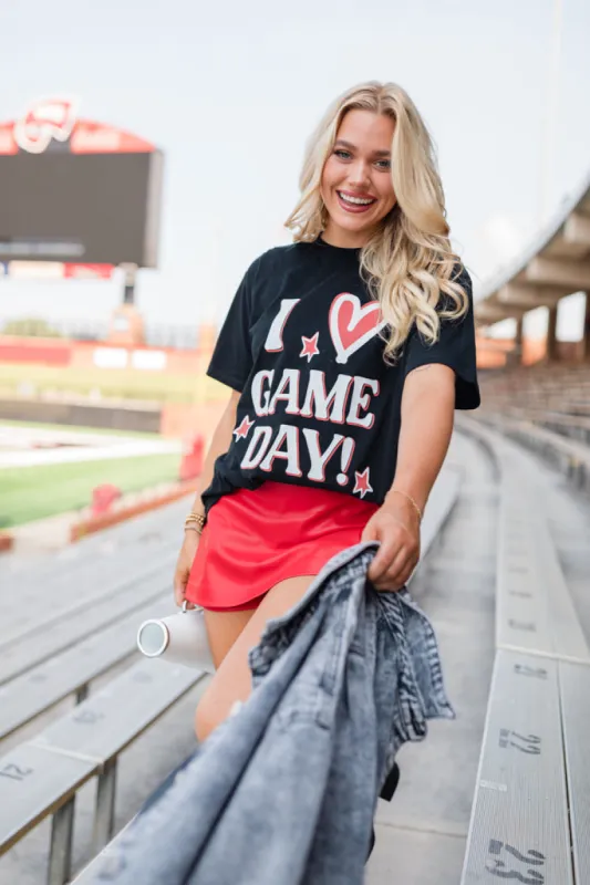 I Heart Gameday Black Oversized Graphic Tee sold by Pink Lily