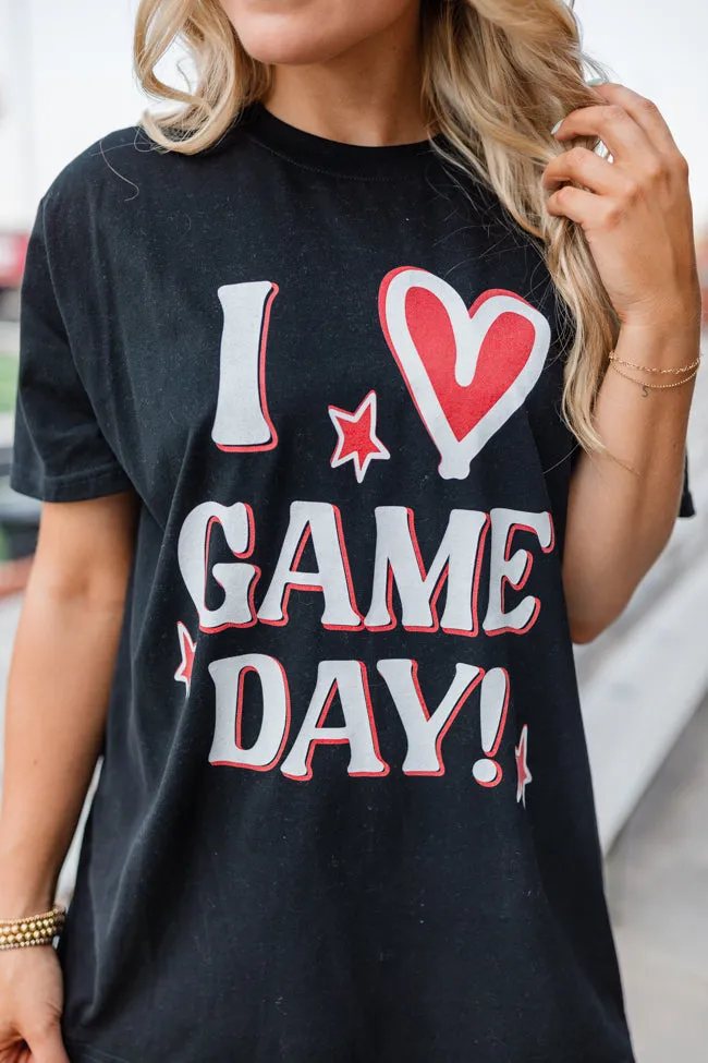 I Heart Gameday Black Oversized Graphic Tee sold by Pink Lily product image thumbnail 3