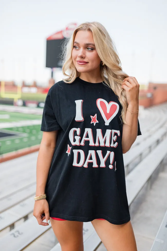 I Heart Gameday Black Oversized Graphic Tee sold by Pink Lily product image thumbnail 5