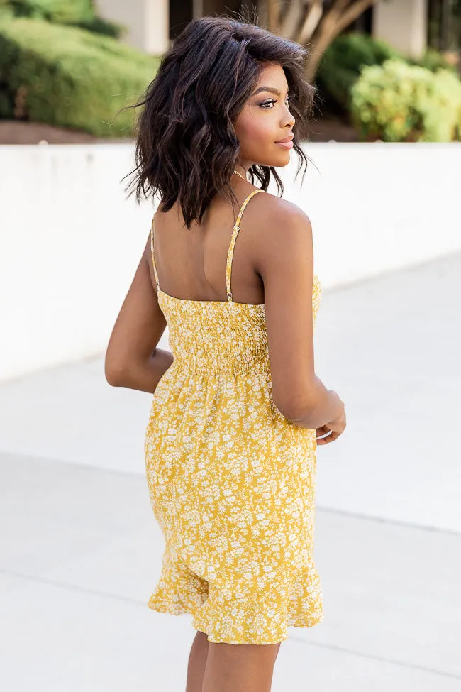 Sunset Daisy Yellow Floral Button Front Romper FINAL SALE sold by Pink Lily product image thumbnail 4