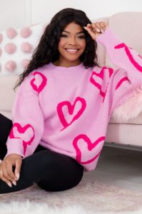 Love You Forever Pink Heart Sweater FINAL SALE sold by Pink Lily