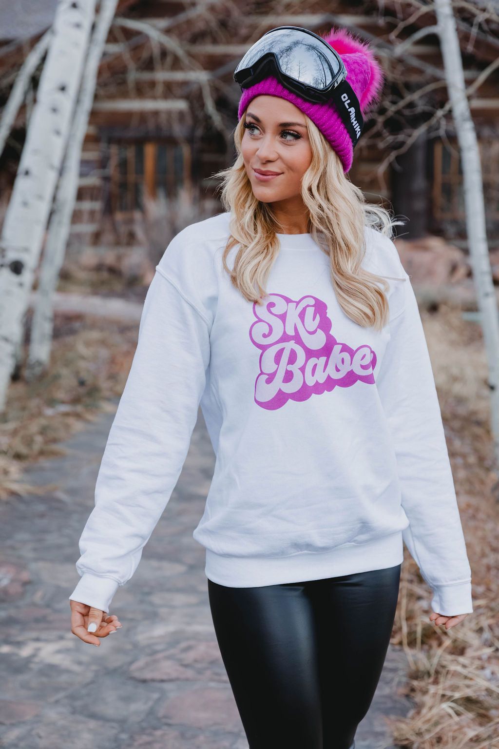 Ski Babe Retro White Graphic Sweatshirt sold by Pink Lily product image thumbnail 2