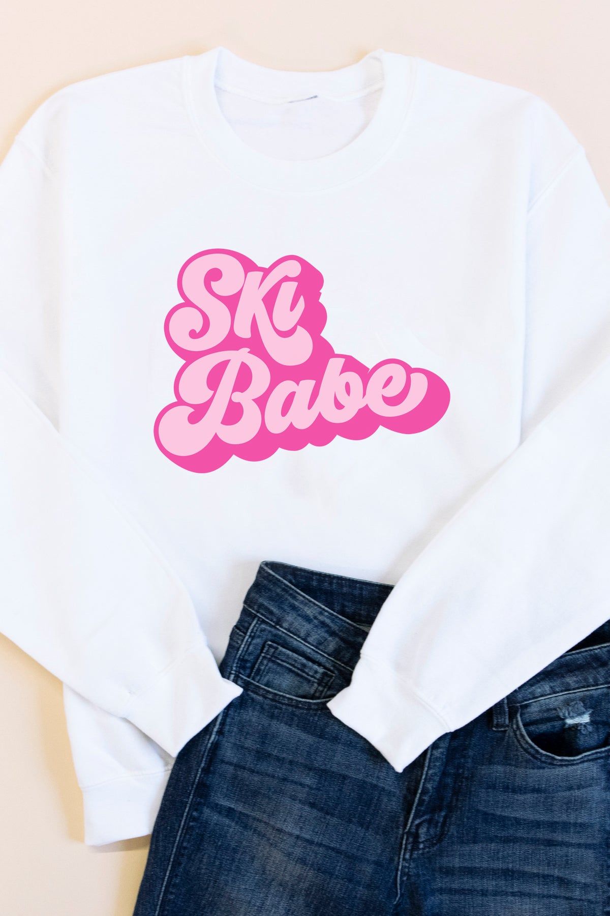 Ski Babe Retro White Graphic Sweatshirt sold by Pink Lily product image thumbnail 5