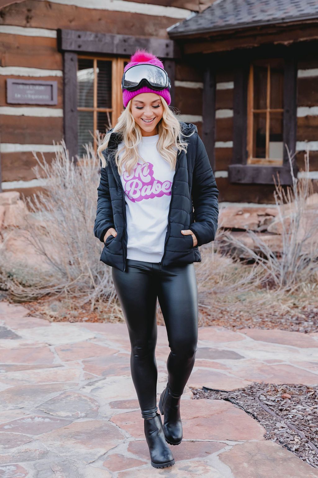 Ski Babe Retro White Graphic Sweatshirt sold by Pink Lily product image thumbnail 3