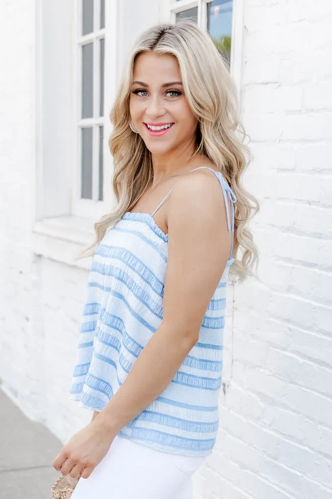 Walks On The Beach Blue Striped Pleated Tank FINAL SALE sold by Pink Lily product image thumbnail 4