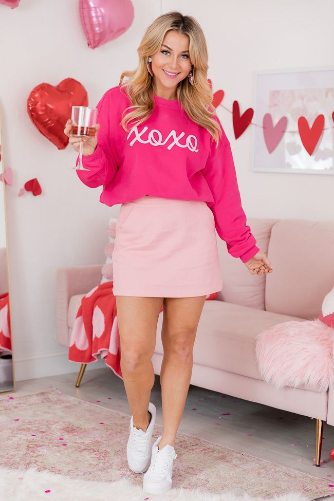 XOXO Hot Pink Oversized Graphic Sweatshirt sold by Pink Lily product image thumbnail 3
