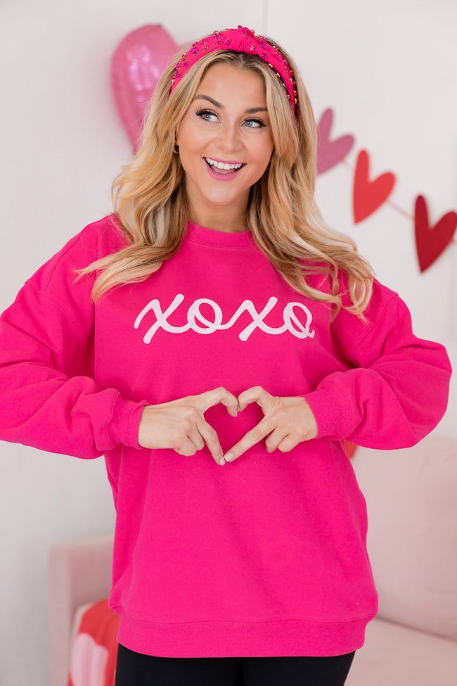 XOXO Hot Pink Oversized Graphic Sweatshirt sold by Pink Lily product image thumbnail 2