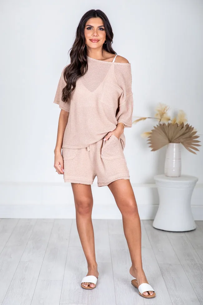 Working On It Taupe Waffle Knit Top FINAL SALE sold by Pink Lily