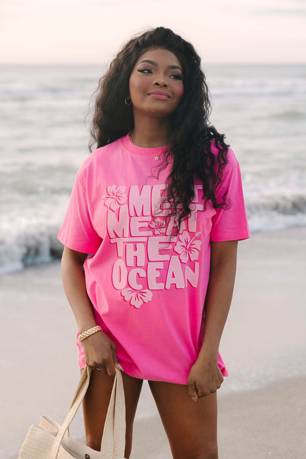 Meet Me At The Ocean Hot Pink Oversized Graphic Tee sold by Pink Lily product image thumbnail 4
