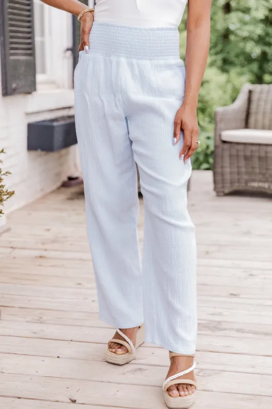 Feeling Important Light Blue Smocked Waist Gauze Pants FINAL SALE sold by Pink Lily