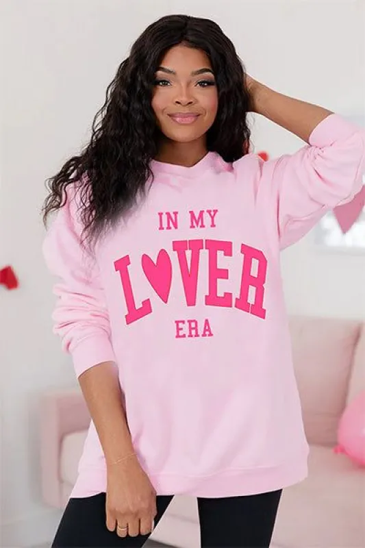 In My Lover Era Light Pink Oversized Graphic Sweatshirt sold by Pink Lily
