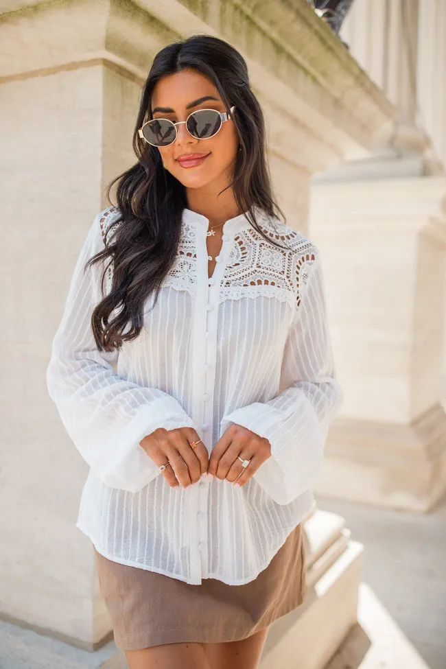 Chasing Our Dreams Ivory Lace Detail Button Front Blouse FINAL SALE sold by Pink Lily product image thumbnail 4