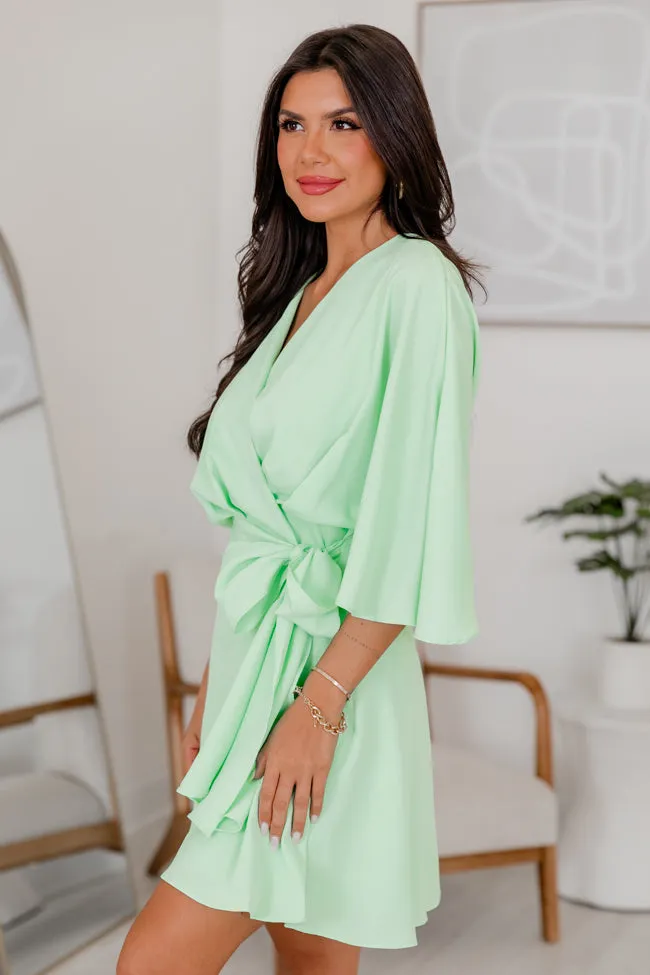 Back To You Lime Wrap Mini Dress FINAL SALE sold by Pink Lily product image thumbnail 3