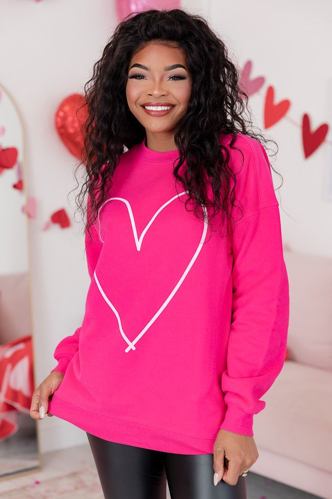 Heart Outline Hot Pink Graphic Sweatshirt FINAL SALE sold by Pink Lily product image thumbnail 4