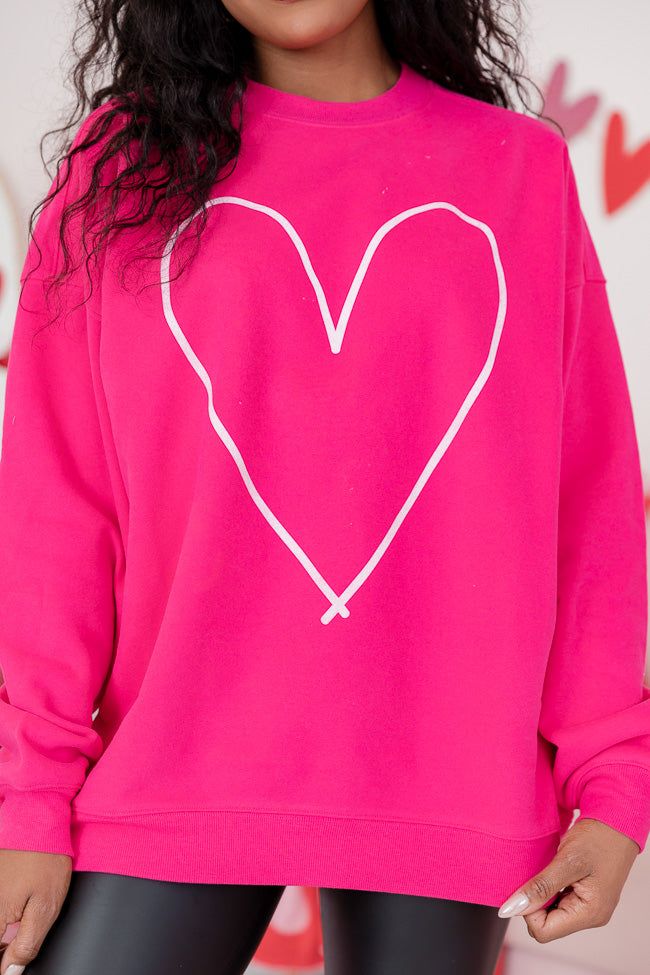 Heart Outline Hot Pink Graphic Sweatshirt FINAL SALE sold by Pink Lily product image thumbnail 3