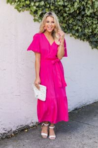 Everlasting Love Hot Pink Short Sleeve Midi Dress FINAL SALE sold by Pink Lily