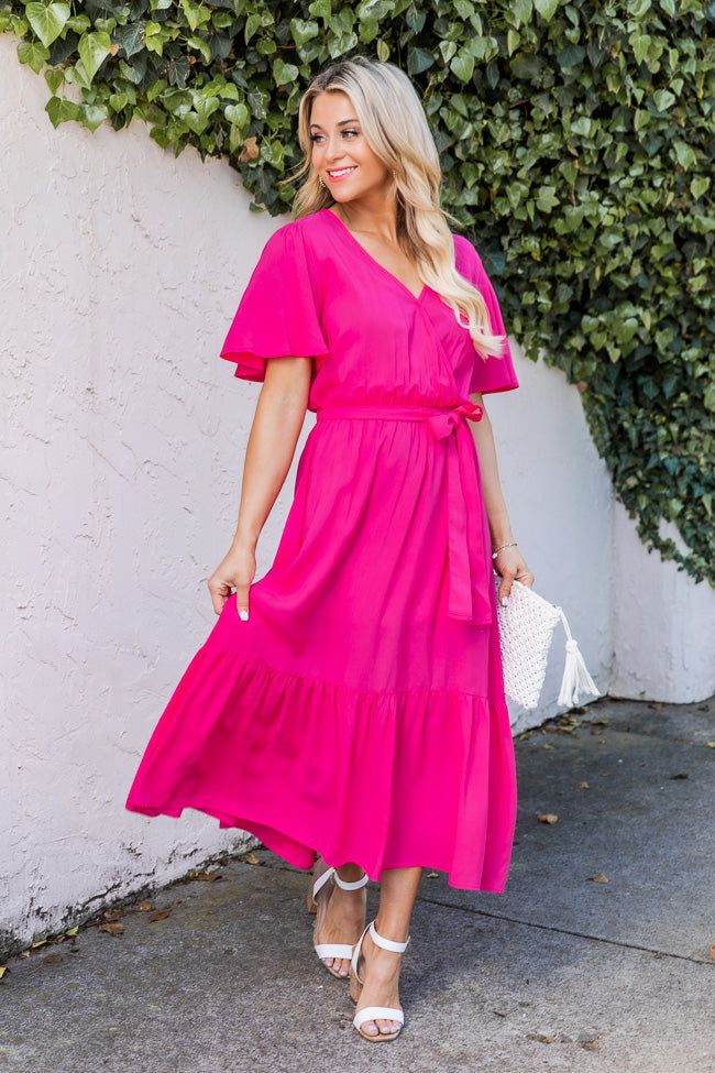 Everlasting Love Hot Pink Short Sleeve Midi Dress FINAL SALE sold by Pink Lily product image thumbnail 2