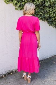 Everlasting Love Hot Pink Short Sleeve Midi Dress FINAL SALE sold by Pink Lily