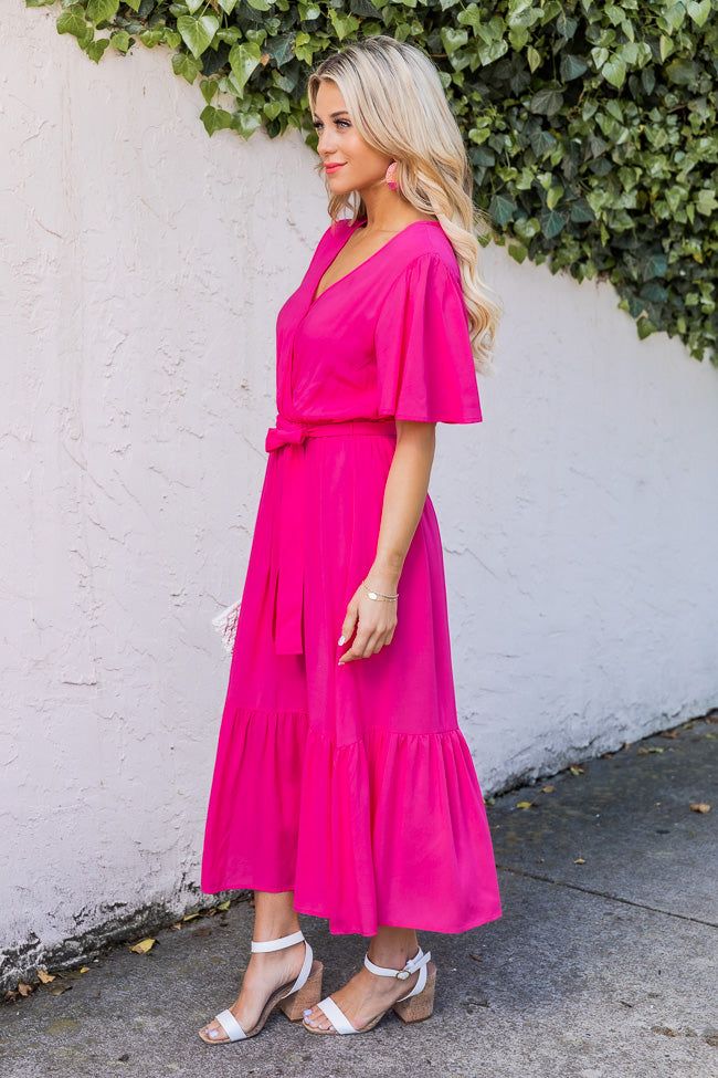 Everlasting Love Hot Pink Short Sleeve Midi Dress FINAL SALE sold by Pink Lily product image thumbnail 5