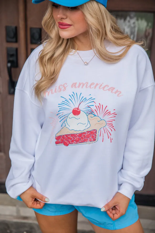 Miss American Pie White Oversized Graphic Sweatshirt sold by Pink Lily product image thumbnail 3