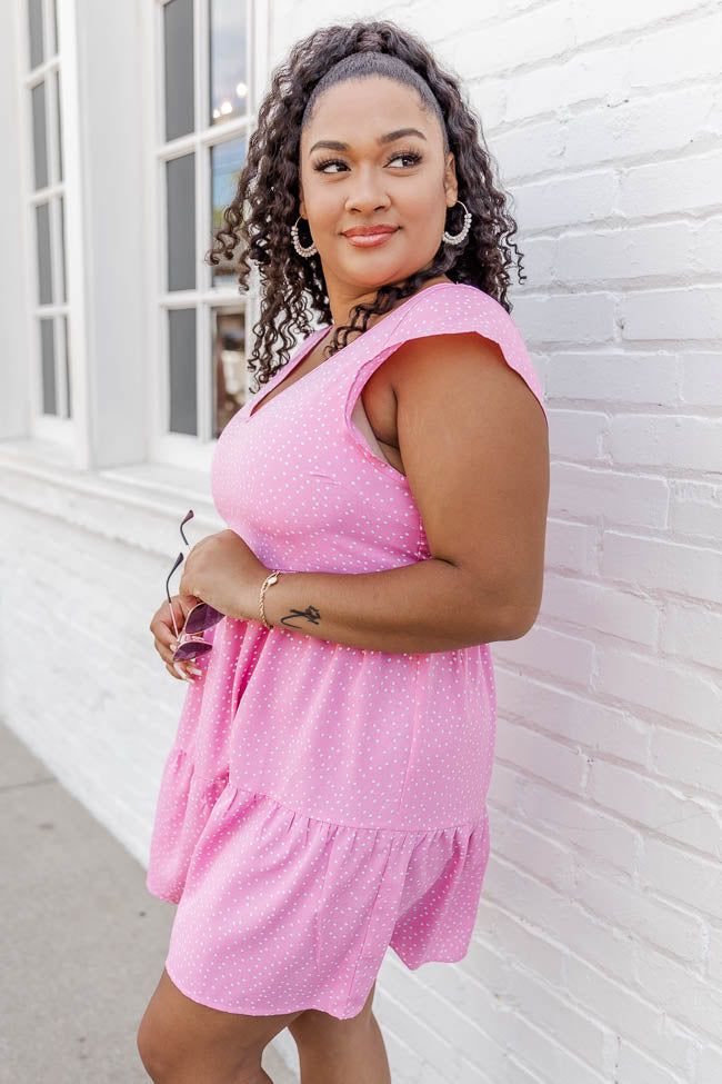 Summer Dreams Pink Polka Dot Tiered Mini Dress FINAL SALE sold by Pink Lily product image thumbnail 4